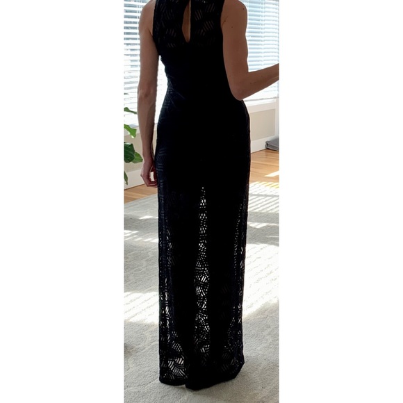 BCBGeneration Black Maxi Dress with Navy Blue Slip - Picture 4 of 6